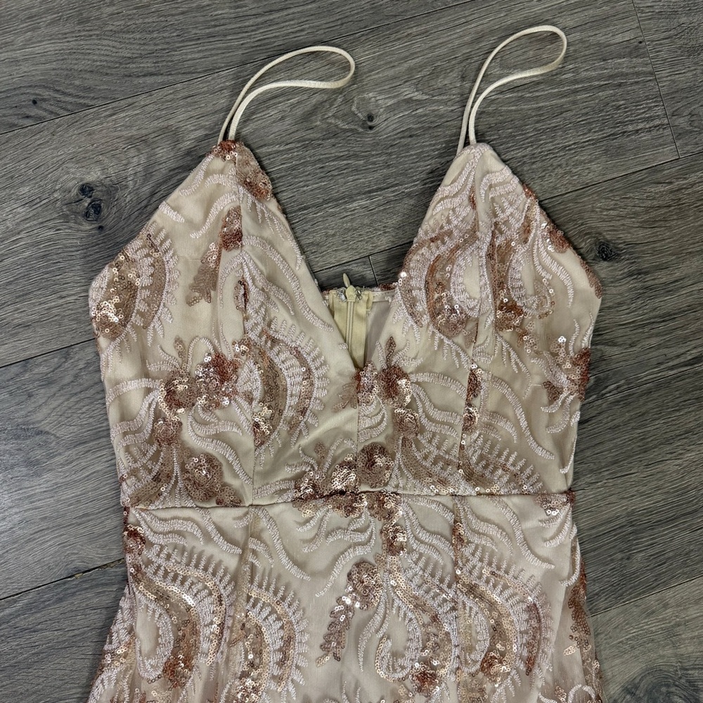 NWT | Southern Fried Chics Rose Gold Sequin Gown | Size L - Picture 2 of 9